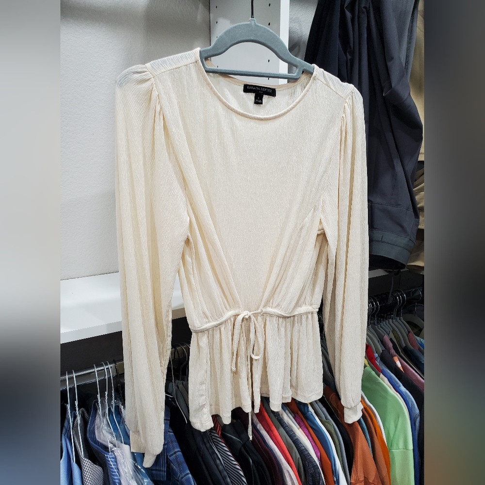 Cream blouse with waist tie